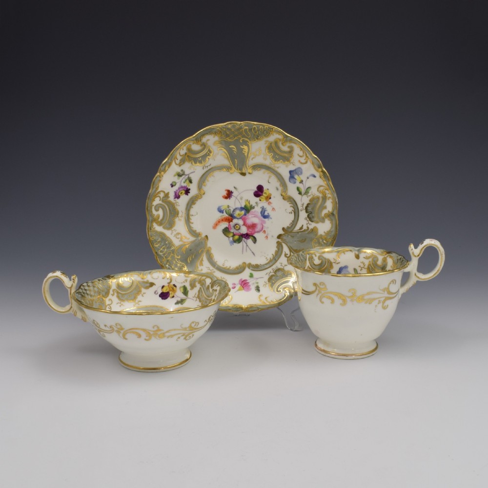 Coalport Porcelain Adelaide Tea & Coffee Cup & Saucer Trio Pattern 2/813 c.1832 View II