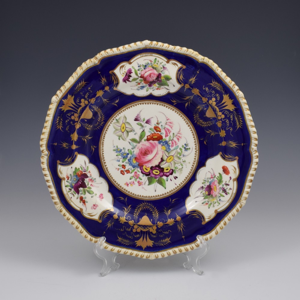 Bloor Derby Porcelain Dessert Plate Gadrooned Rim c.1825