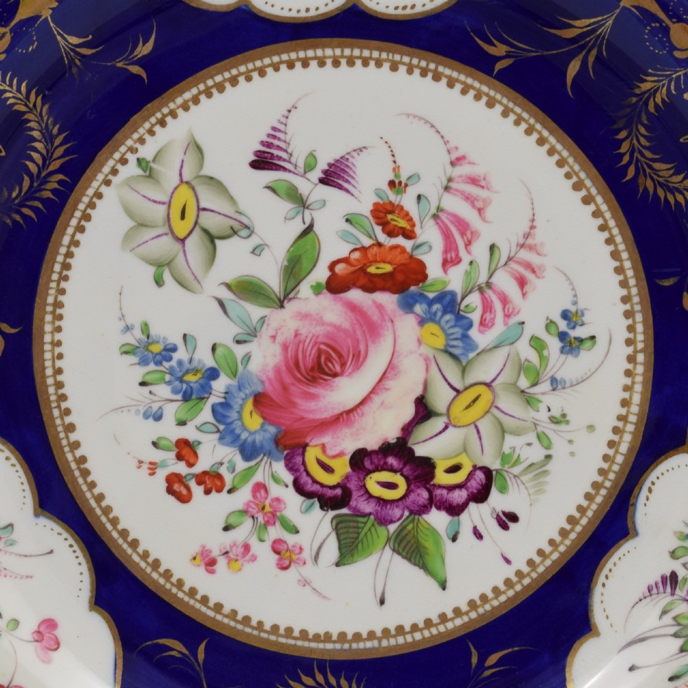 Bloor Derby Porcelain Dessert Plate Gadrooned Rim c.1825 View II