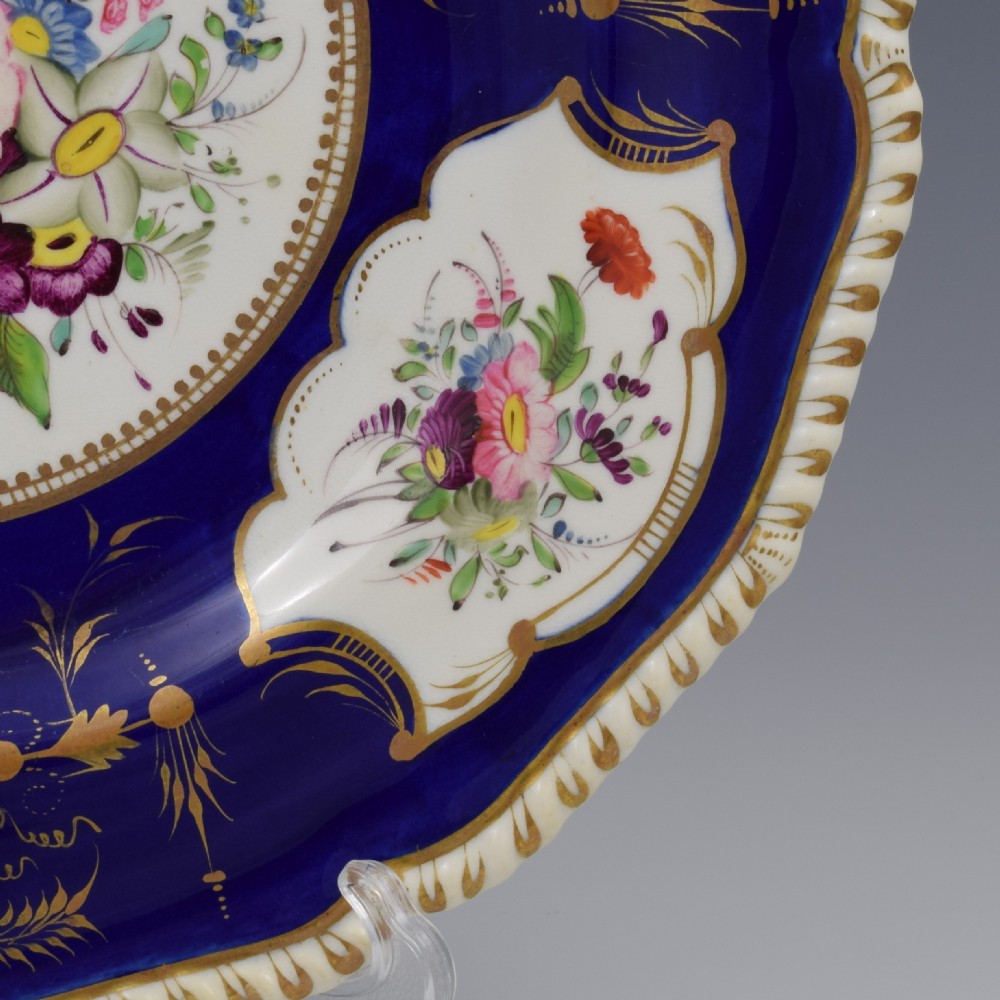 Bloor Derby Porcelain Dessert Plate Gadrooned Rim c.1825 View IV