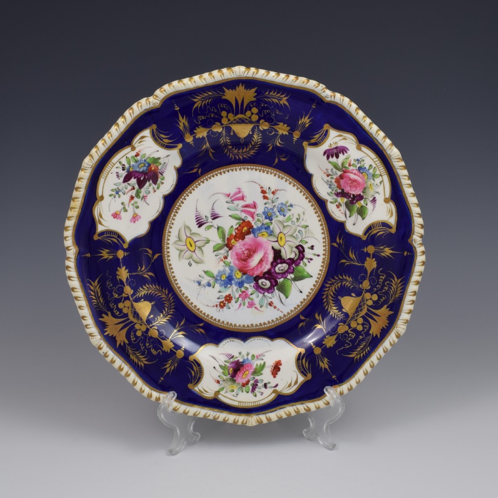 Bloor Derby Porcelain Dessert Plate Gadrooned Rim c.1825