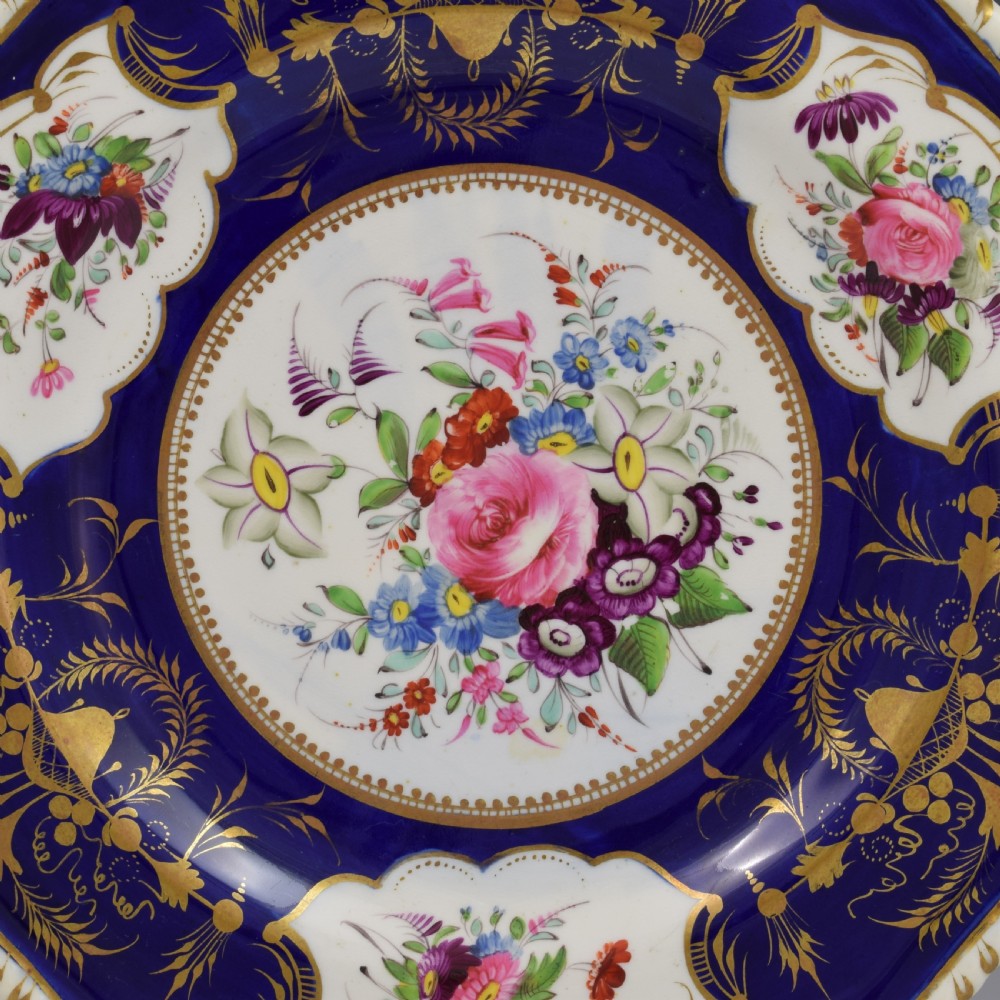 Bloor Derby Porcelain Dessert Plate Gadrooned Rim c.1825 View II