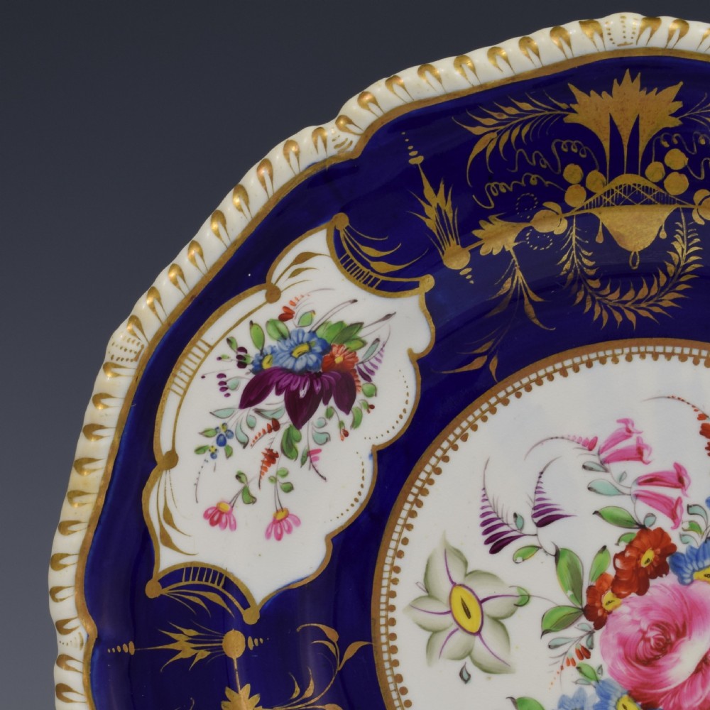 Bloor Derby Porcelain Dessert Plate Gadrooned Rim c.1825 View III