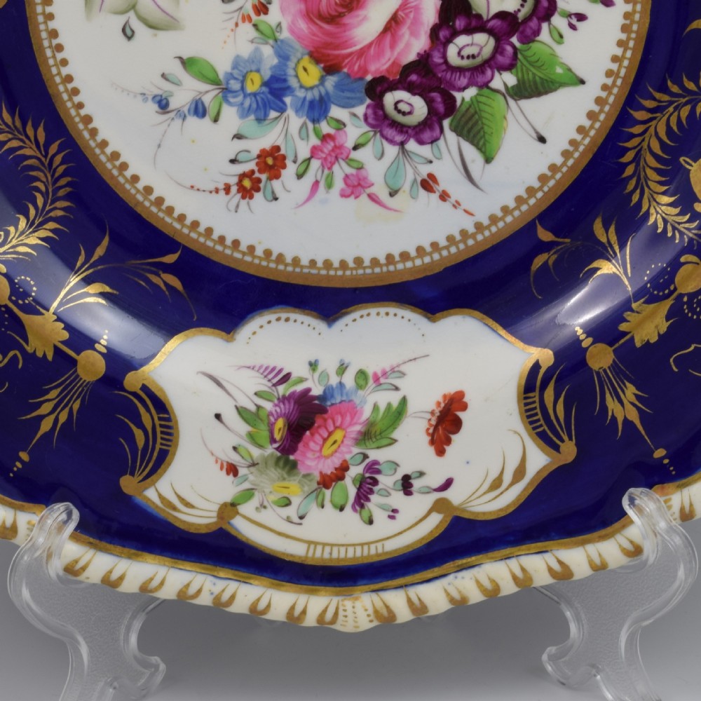 Bloor Derby Porcelain Dessert Plate Gadrooned Rim c.1825 View IV