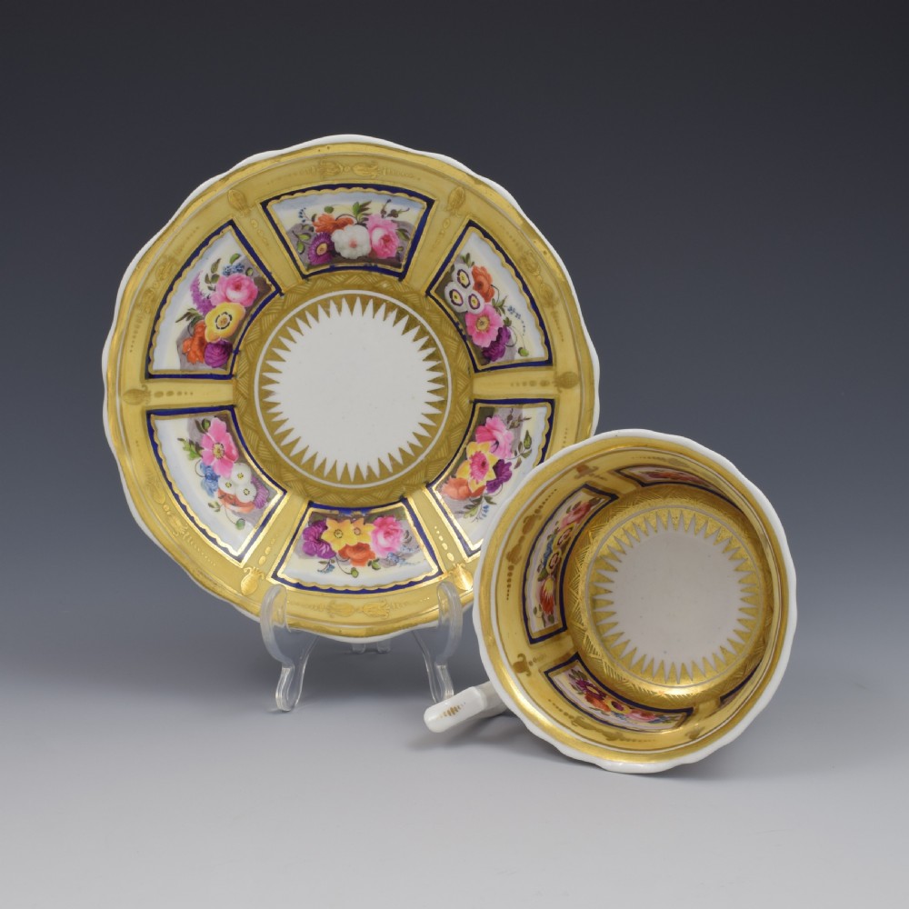 New Hall Regency Porcelain Old English Tea Cup & Saucer Pattern 3075 c.1830 View II