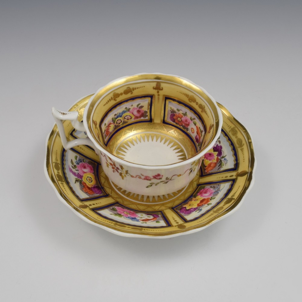New Hall Regency Porcelain Old English Tea Cup & Saucer Pattern 3075 c.1830 View X