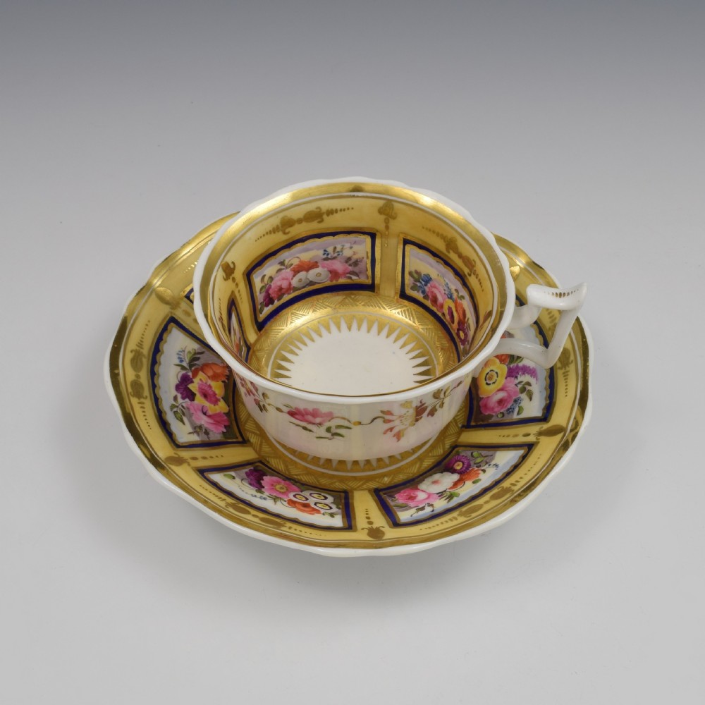 New Hall Regency Porcelain Old English Tea Cup & Saucer Pattern 3075 c.1830 View XII
