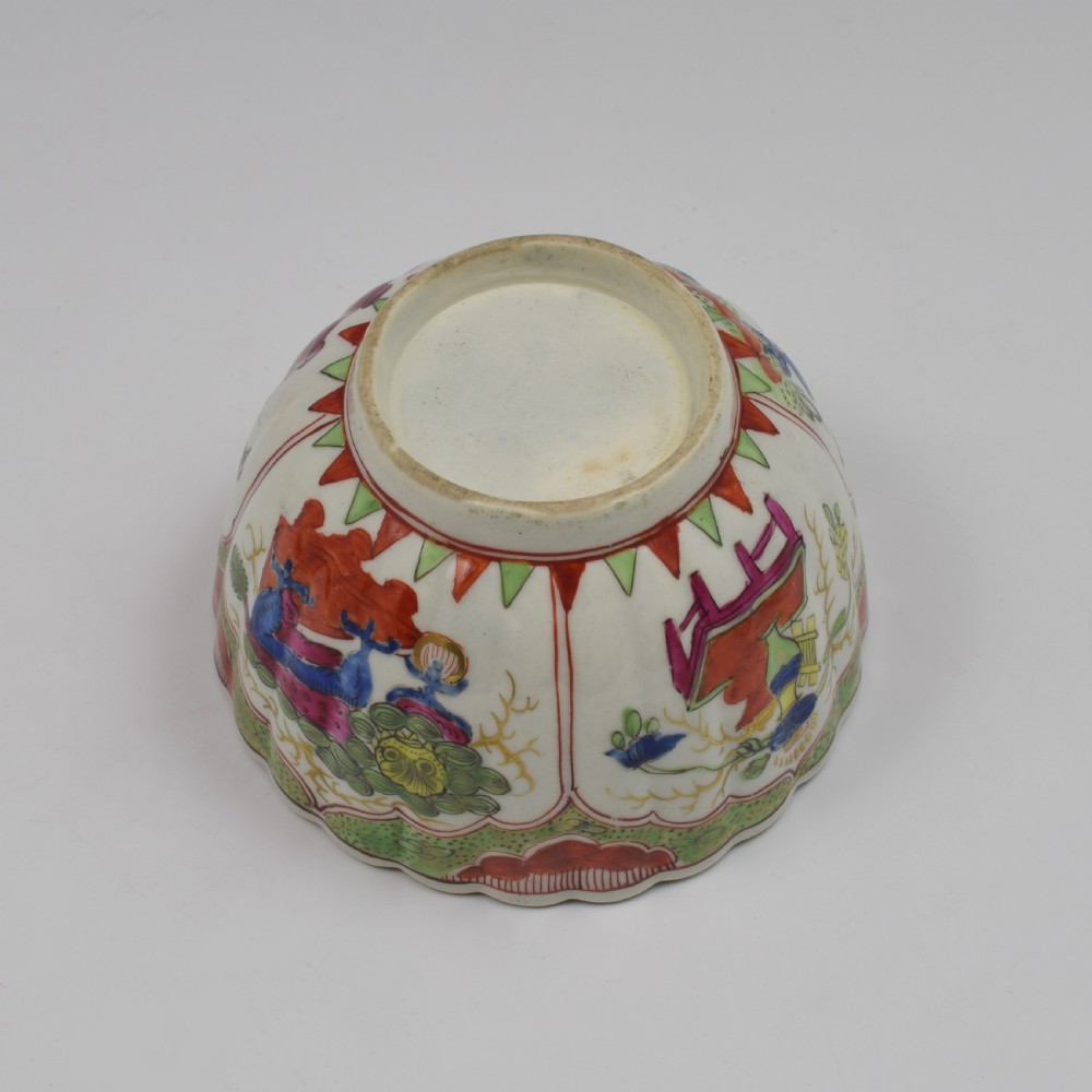 Worcester Porcelain Dragon In Compartments Fluted Tea Bowl & Saucer c.1770 View XIV