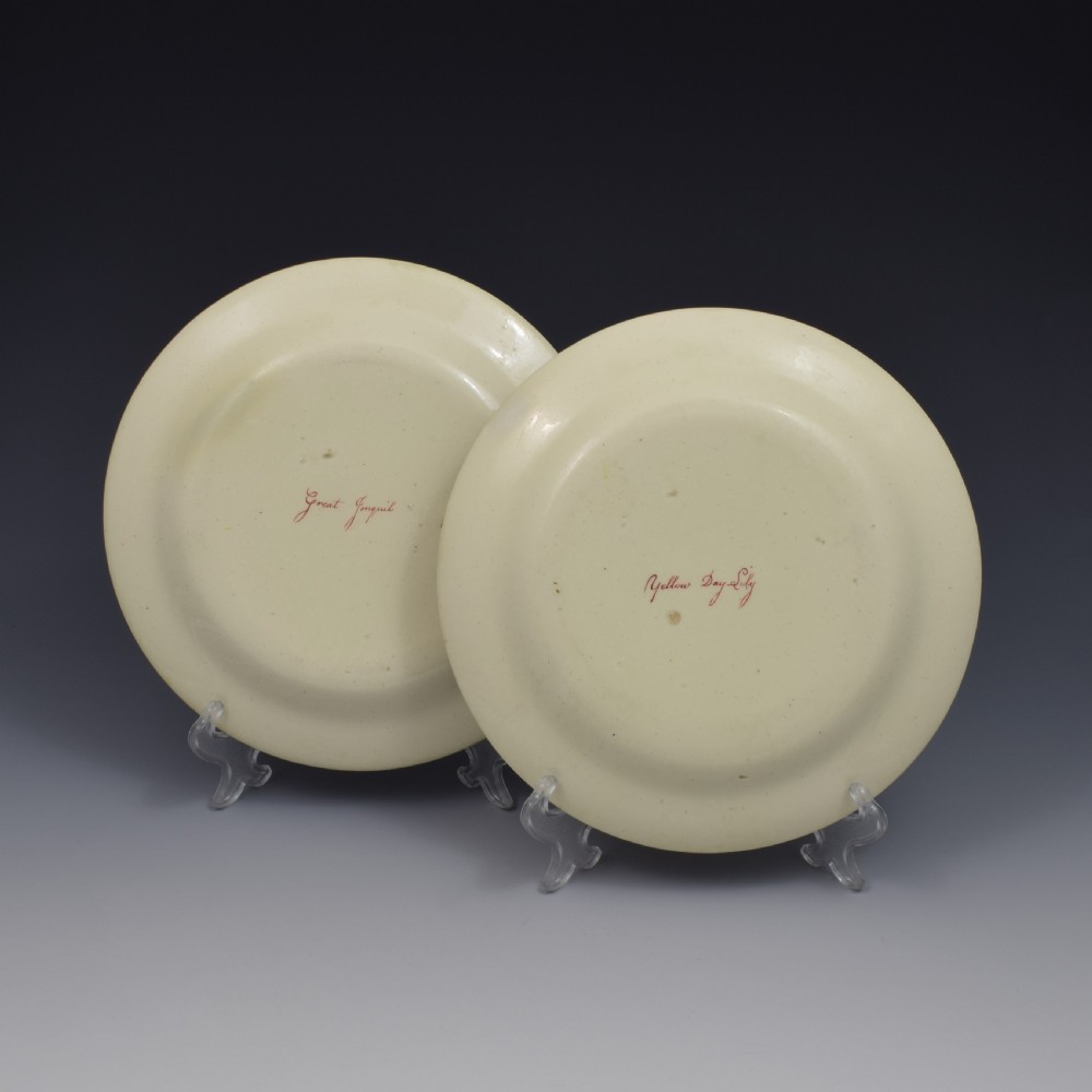 Pair Of Creamware Botanical Plates c.1800-1810 View IV