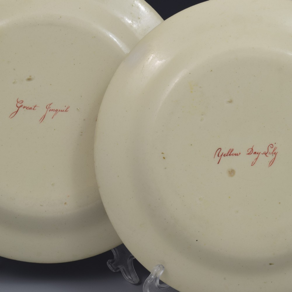 Pair Of Creamware Botanical Plates c.1800-1810 View V