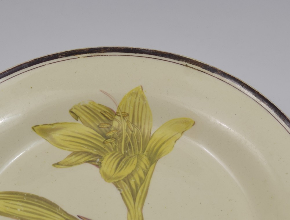 Pair Of Creamware Botanical Plates c.1800-1810 View VIII