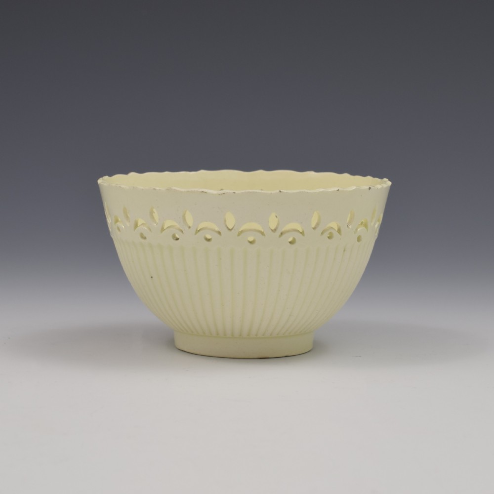 Unusual Small Pierced & Ribbed Leeds Creamware Bowl c.1790 View II