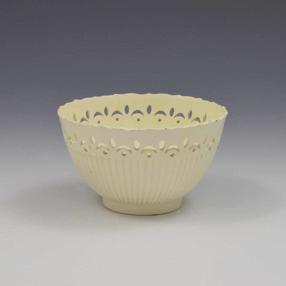 Unusual Small Pierced & Ribbed Leeds Creamware Bowl c.1790 View III