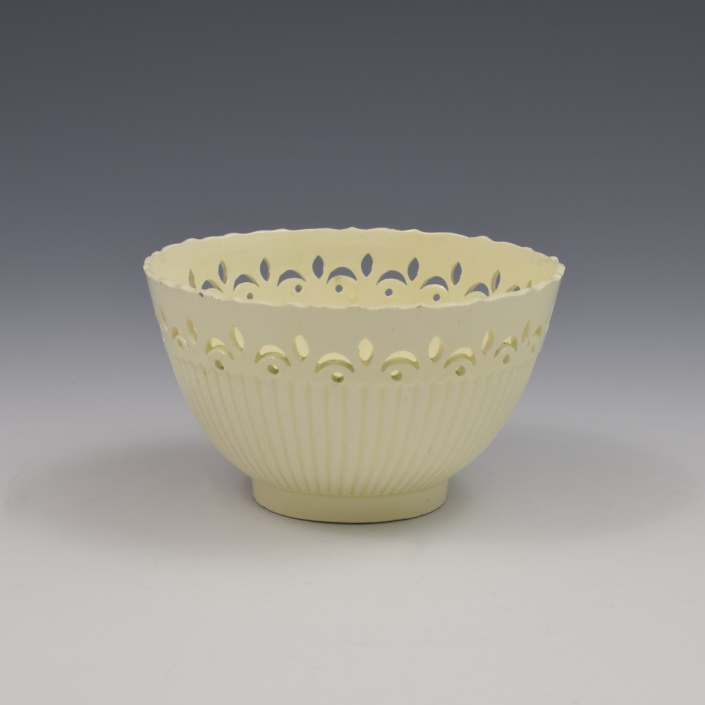 Unusual Small Pierced & Ribbed Leeds Creamware Bowl c.1790 View IV