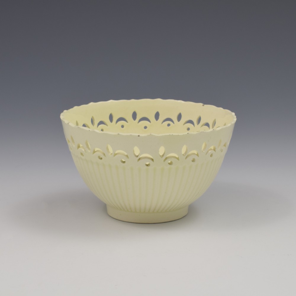 Unusual Small Pierced & Ribbed Leeds Creamware Bowl c.1790 View V