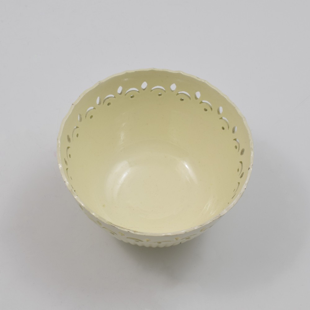 Unusual Small Pierced & Ribbed Leeds Creamware Bowl c.1790 View IX