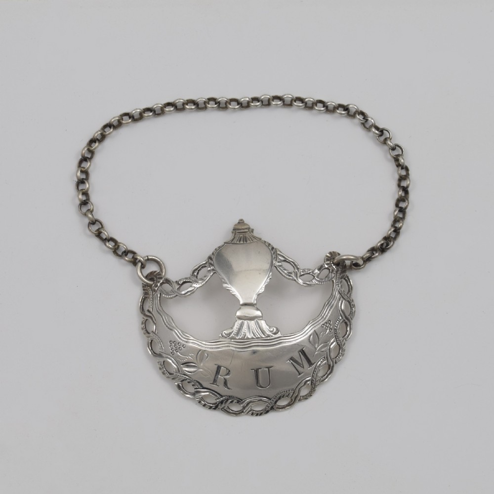 Fine Georgian Silver Hester Bateman Rum Decanter Wine Label c.1780 View II