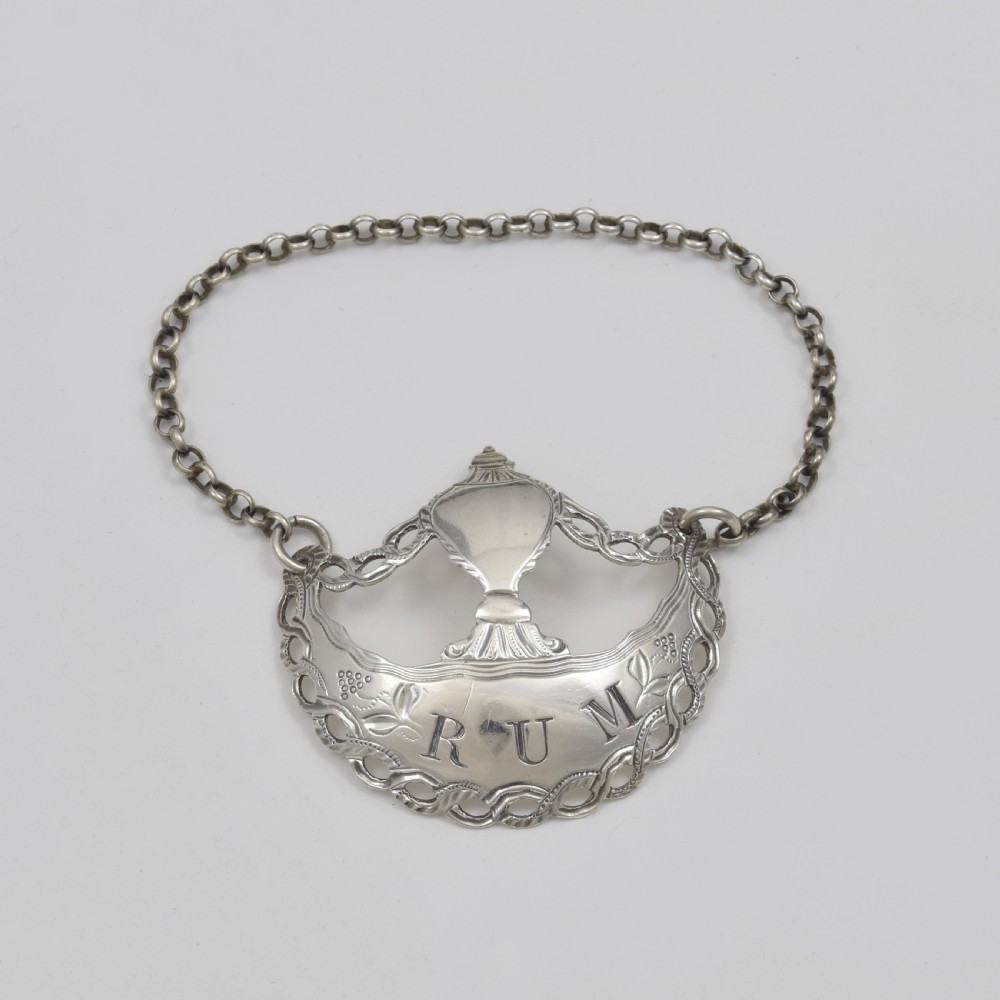 Fine Georgian Silver Hester Bateman Rum Decanter Wine Label c.1780 View III