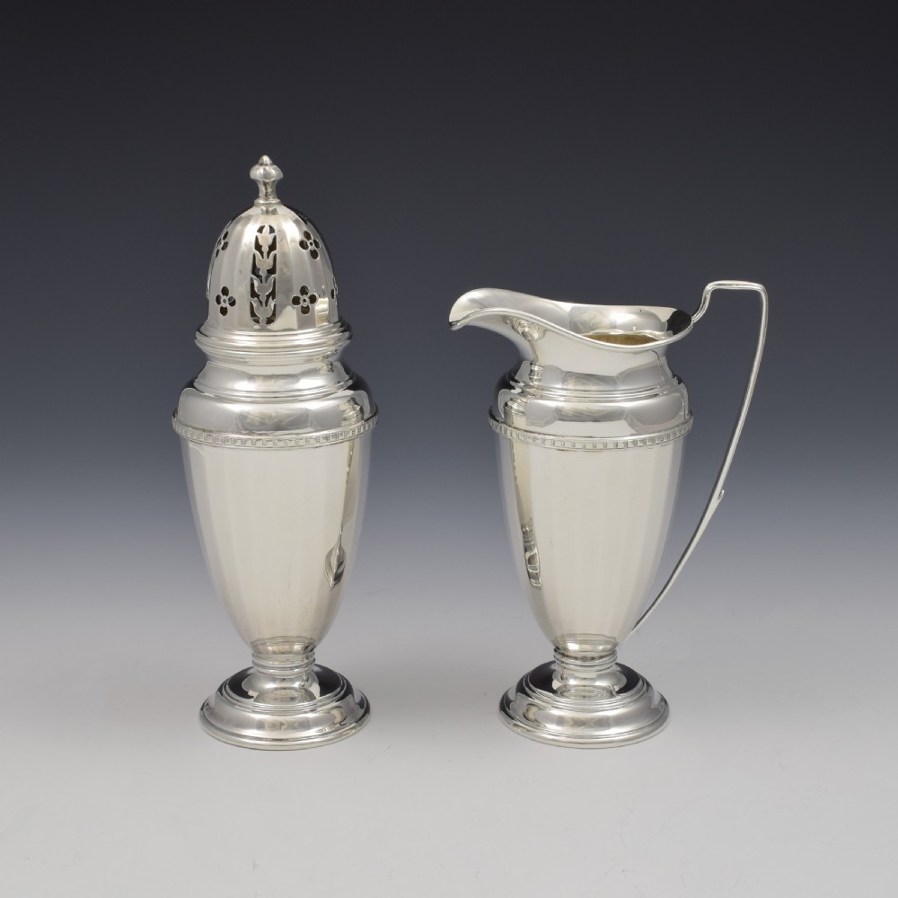 Fine Art Deco Cased Silver Strawberry Serving Set Cream Jug & Sugar Caster  View III