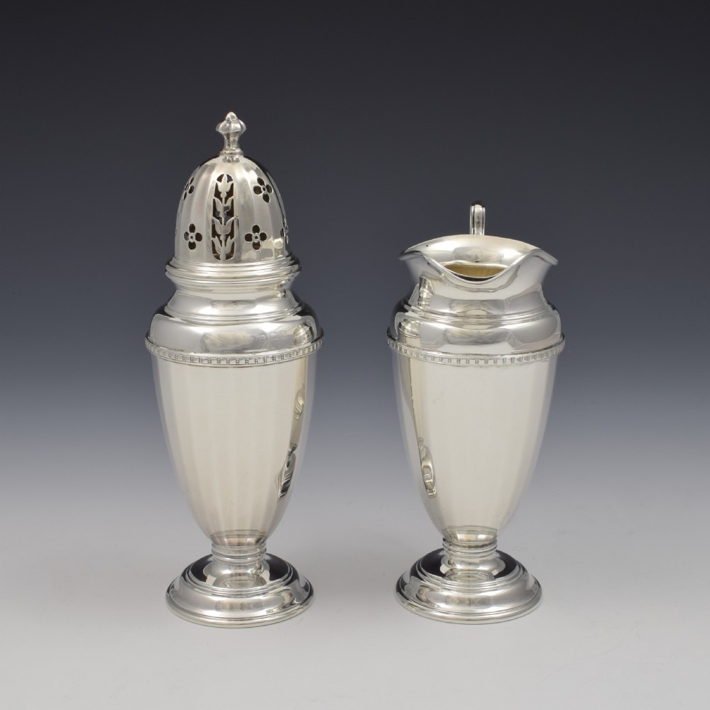 Fine Art Deco Cased Silver Strawberry Serving Set Cream Jug & Sugar Caster  View IV