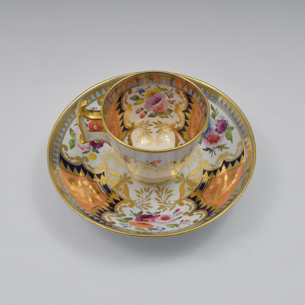 Georgian Ridgway Porcelain Coffee Cup & Saucer 2/585 c.1815 View V