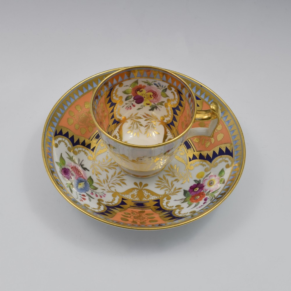 Georgian Ridgway Porcelain Coffee Cup & Saucer 2/585 c.1815 View IX