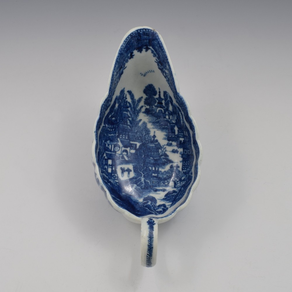 Caughley Porcelain Full Nankin Pattern Sauceboat c.1785 View IV