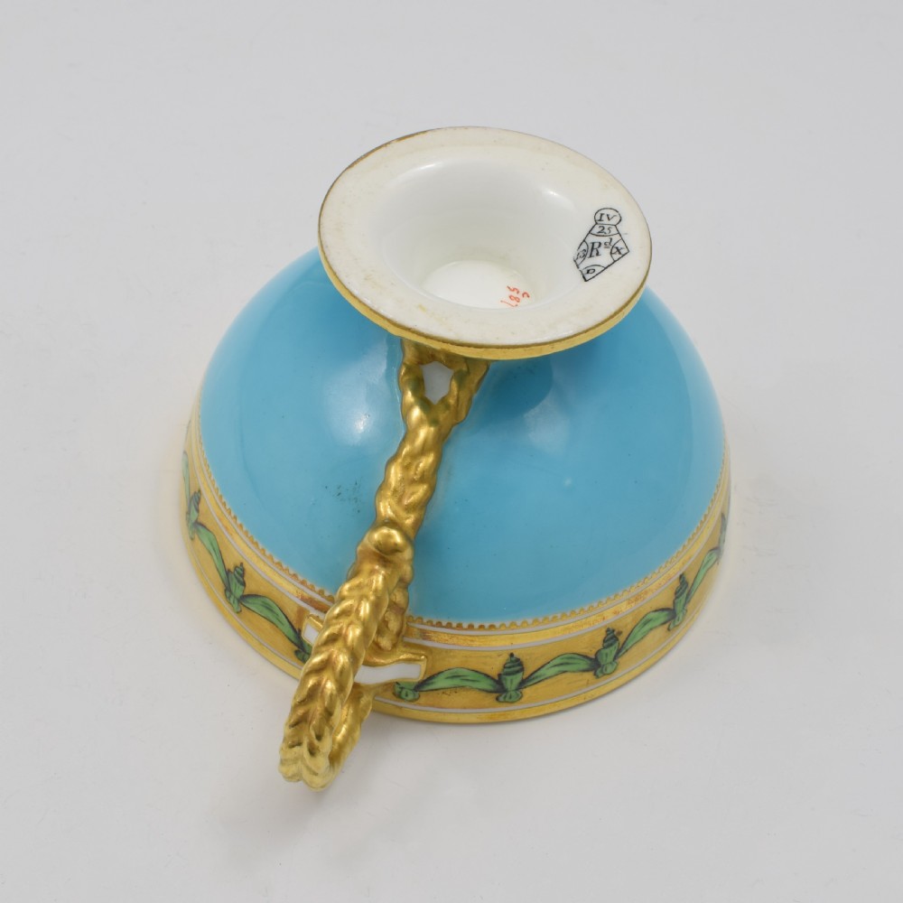 Brown-Westhead Moore Porcelain Turquoise Rope Handle Tea Cup & Saucer View XI