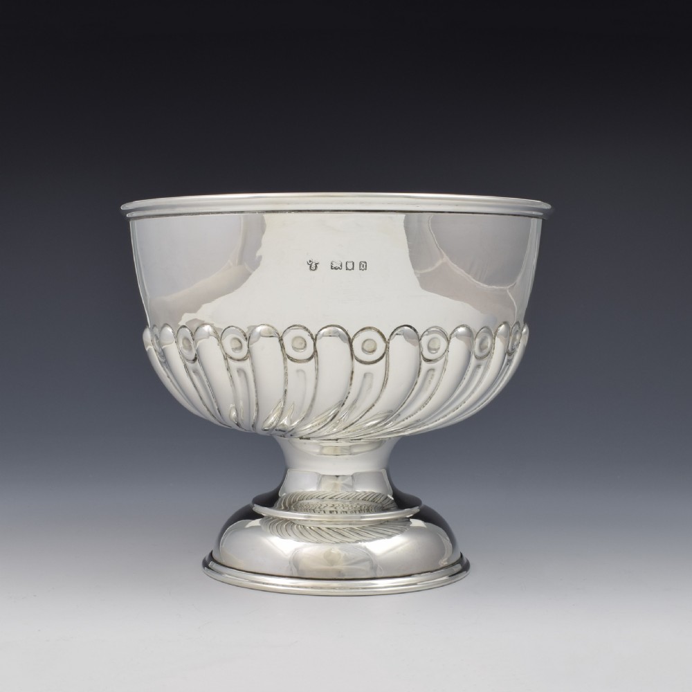 Art Deco Silver Half Fluted Pedestal Rose Bowl 