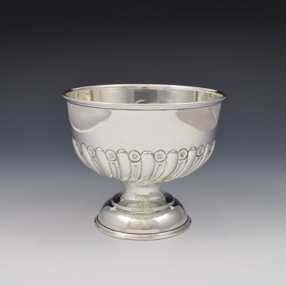 Art Deco Silver Half Fluted Pedestal Rose Bowl  View II