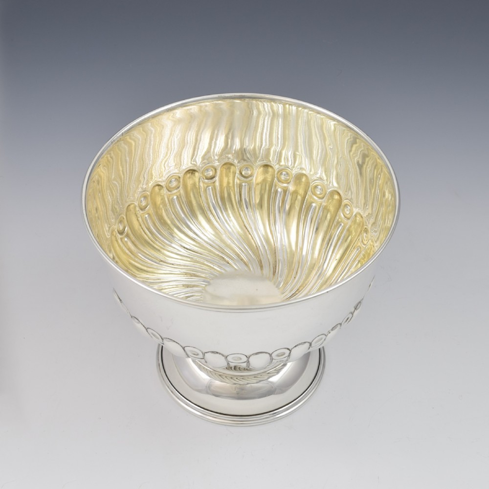 Art Deco Silver Half Fluted Pedestal Rose Bowl  View V