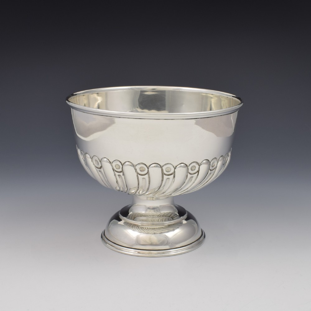 Art Deco Silver Half Fluted Pedestal Rose Bowl  View VI