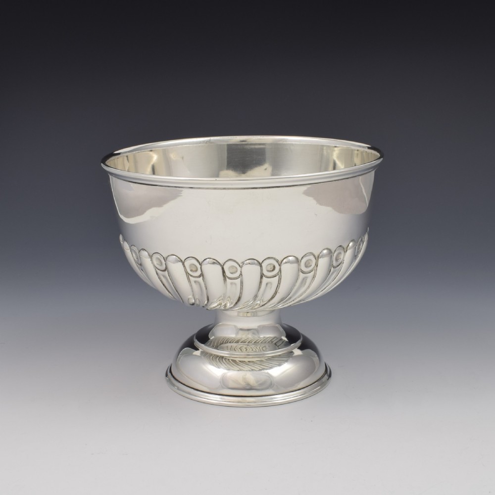 Art Deco Silver Half Fluted Pedestal Rose Bowl  View VII