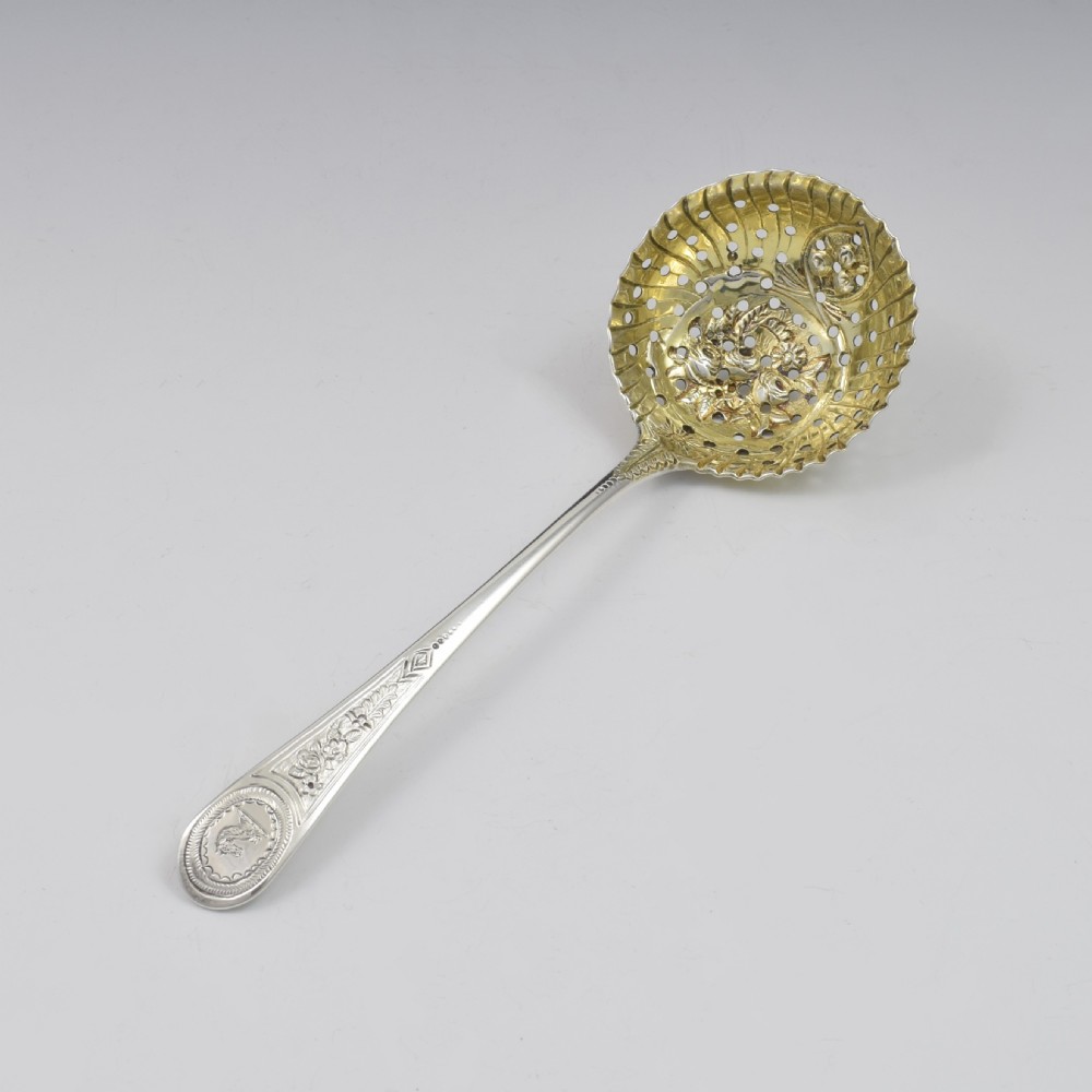 Georgian Silver Parcel Gilt Sifter Spoon / Ladle 1785 William Sumner I