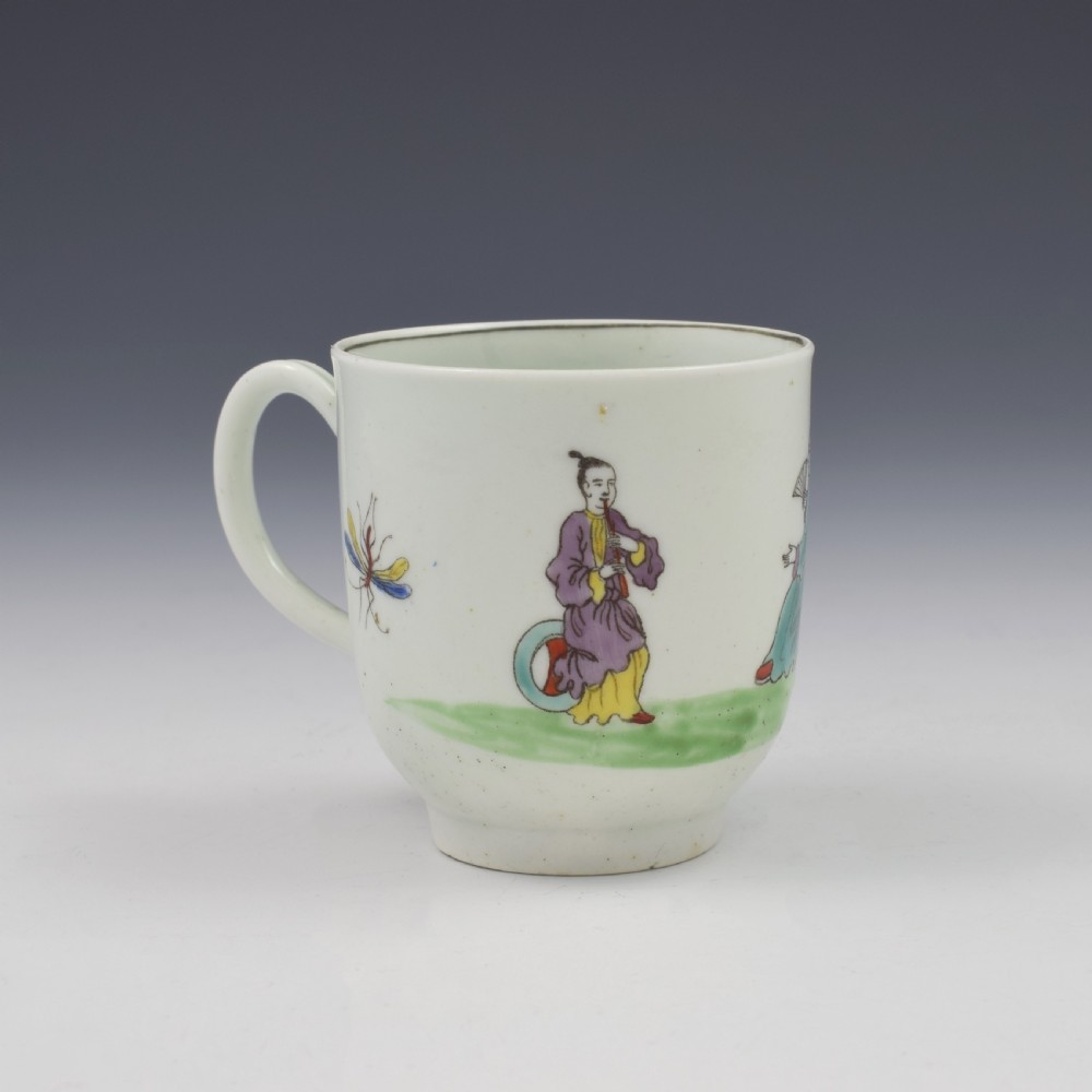 First Period Worcester Porcelain Coffee Cup Mandarin / Chinese Figures c.1765-1768 View VI