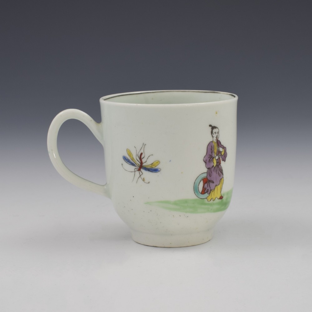 First Period Worcester Porcelain Coffee Cup Mandarin / Chinese Figures c.1765-1768 View VII