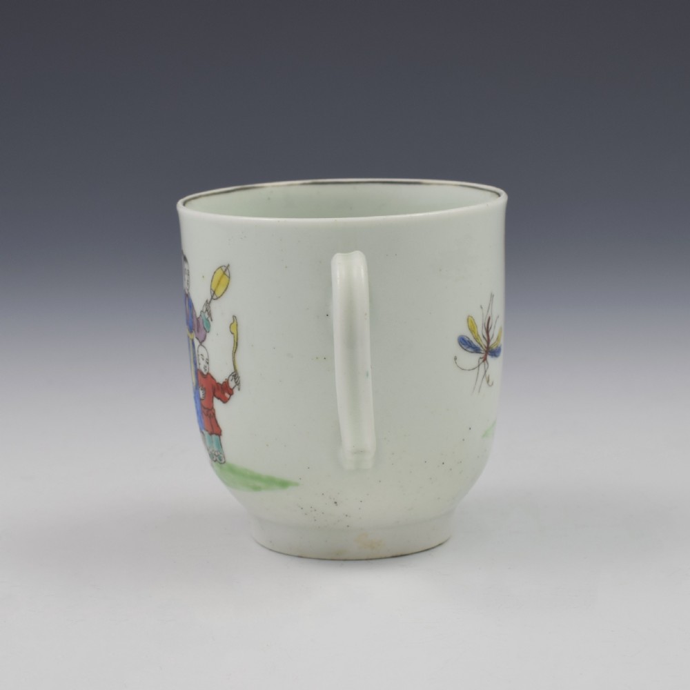 First Period Worcester Porcelain Coffee Cup Mandarin / Chinese Figures c.1765-1768 View VIII