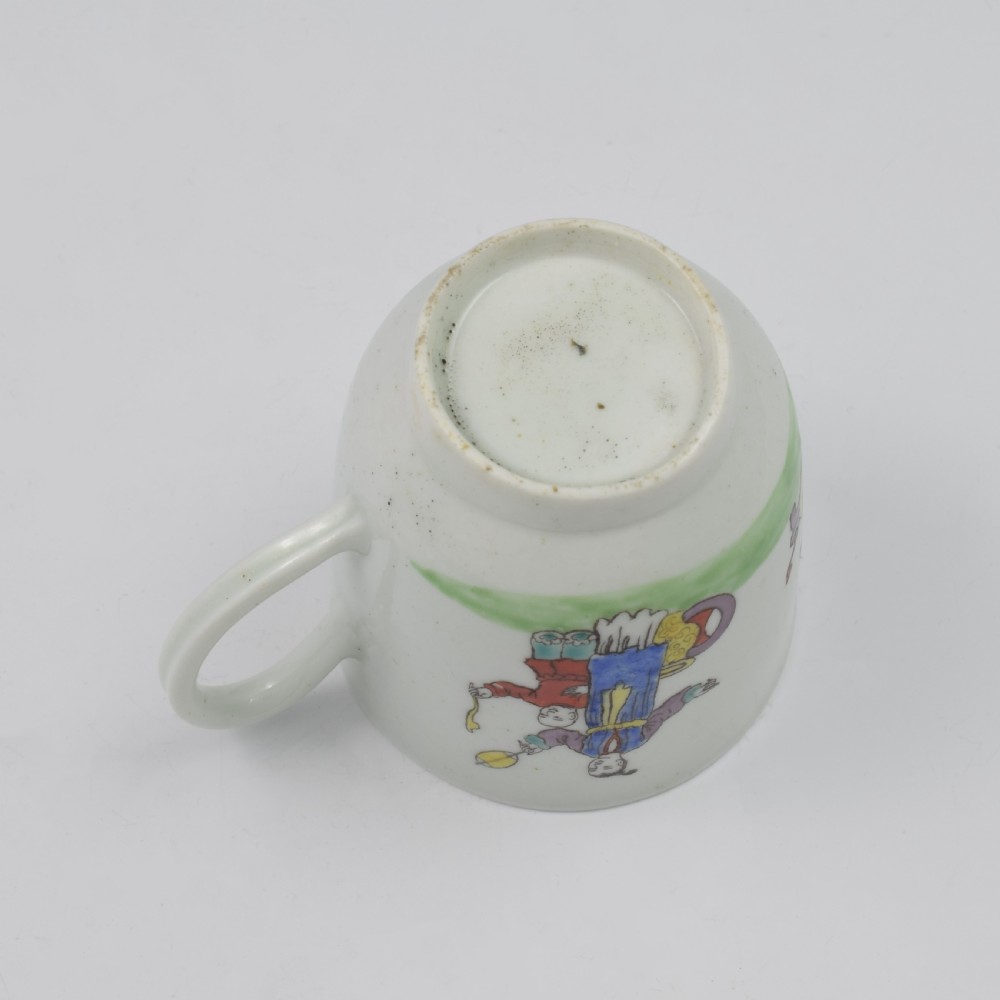 First Period Worcester Porcelain Coffee Cup Mandarin / Chinese Figures c.1765-1768 View IX