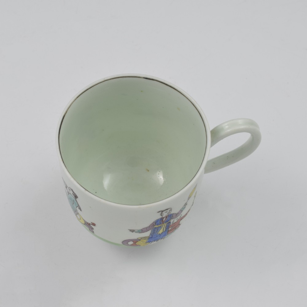 First Period Worcester Porcelain Coffee Cup Mandarin / Chinese Figures c.1765-1768 View X