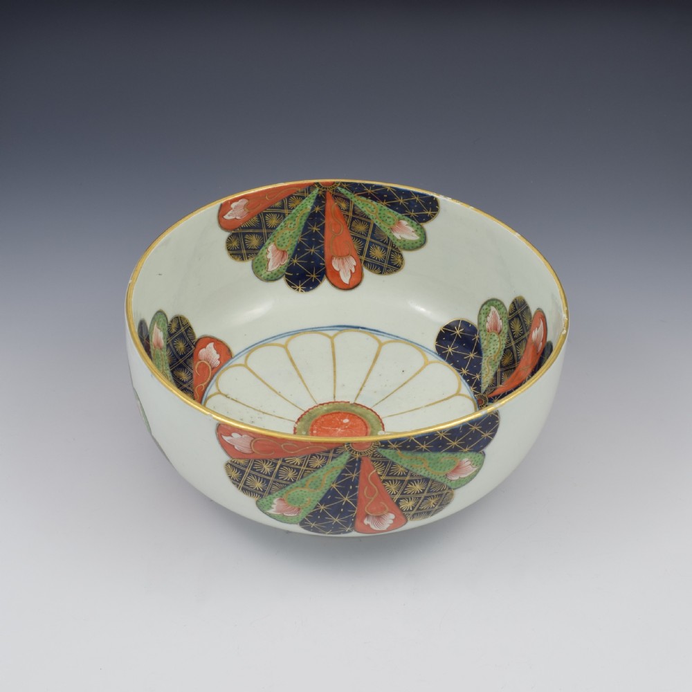 Large First Period Worcester Porcelain Old Japan Fan 9