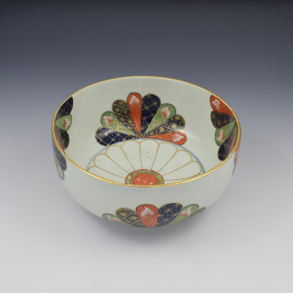 Large First Period Worcester Porcelain Old Japan Fan 9
