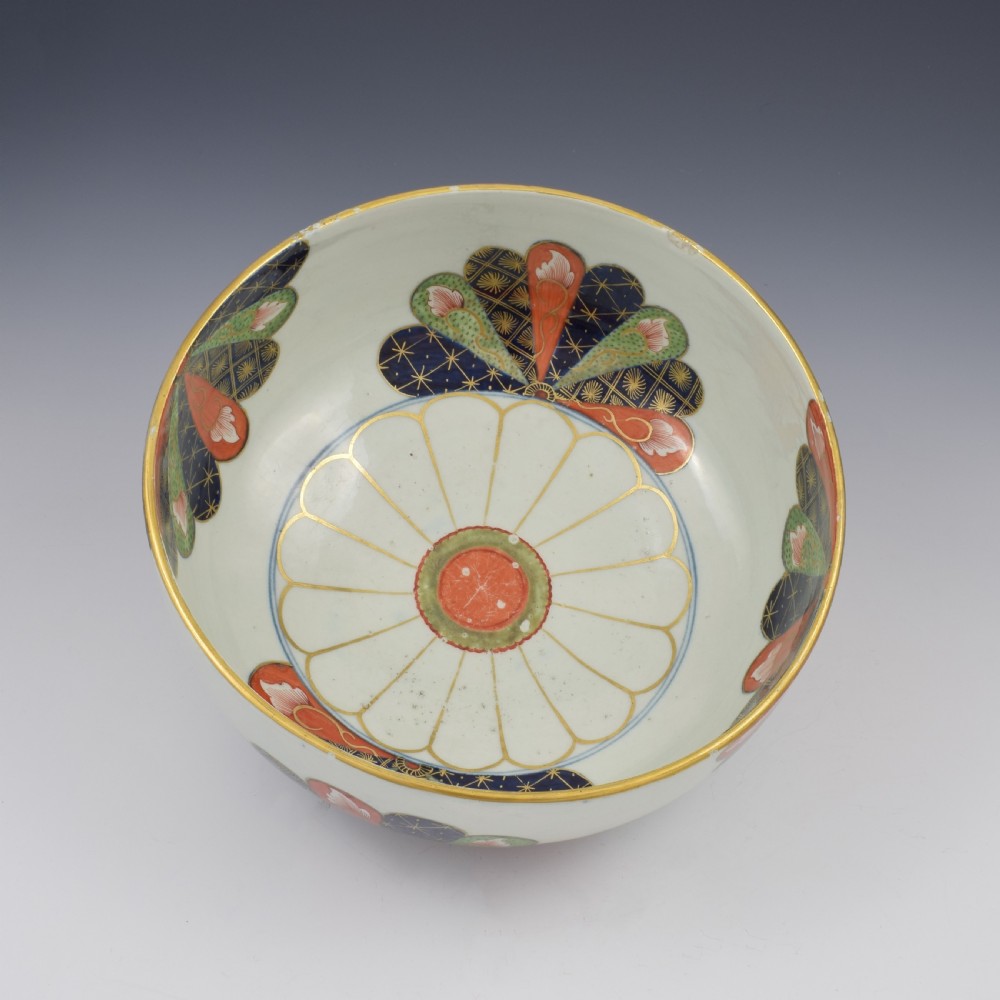 Large First Period Worcester Porcelain Old Japan Fan 9