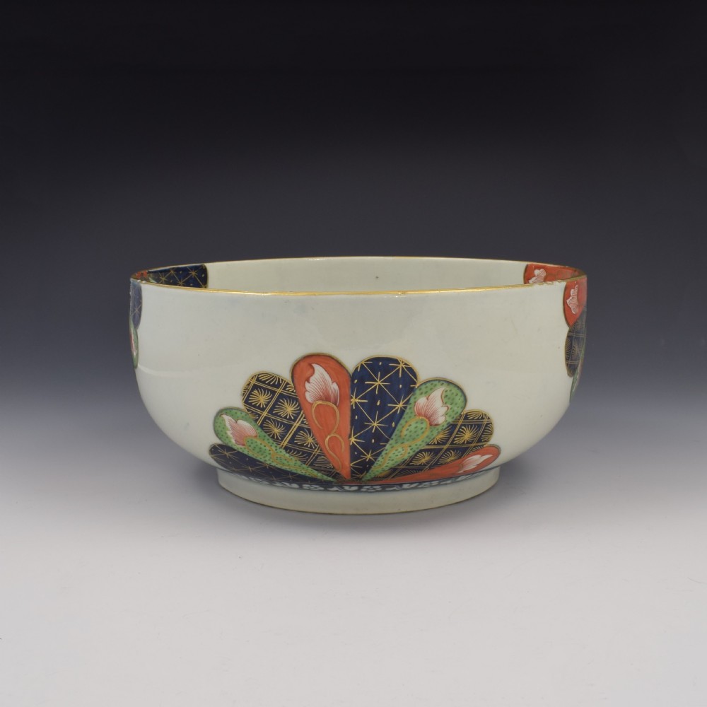 Large First Period Worcester Porcelain Old Japan Fan 9