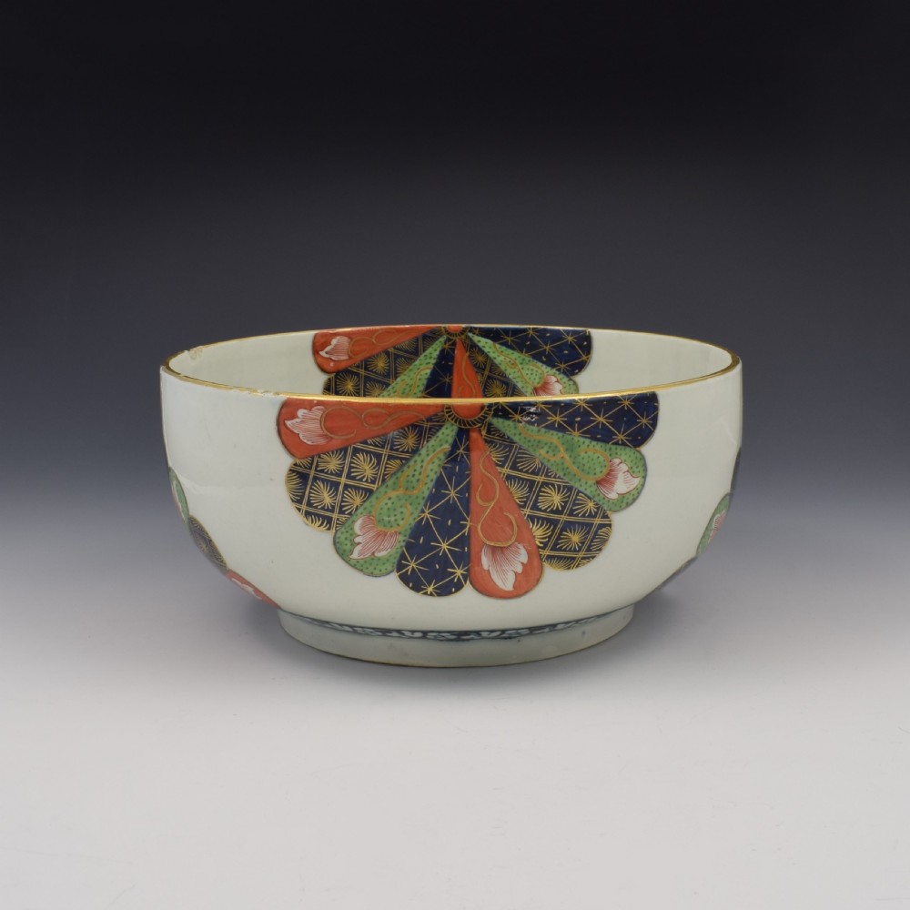 Large First Period Worcester Porcelain Old Japan Fan 9