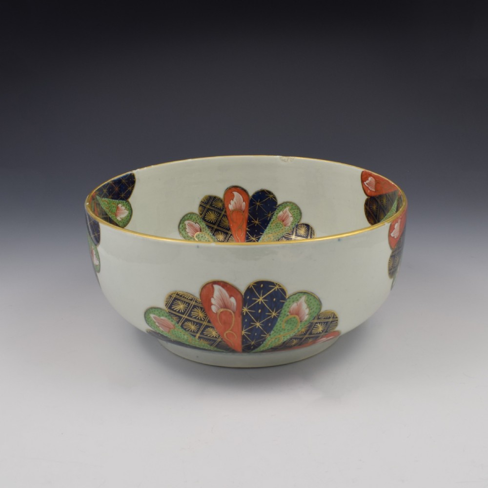 Large First Period Worcester Porcelain Old Japan Fan 9