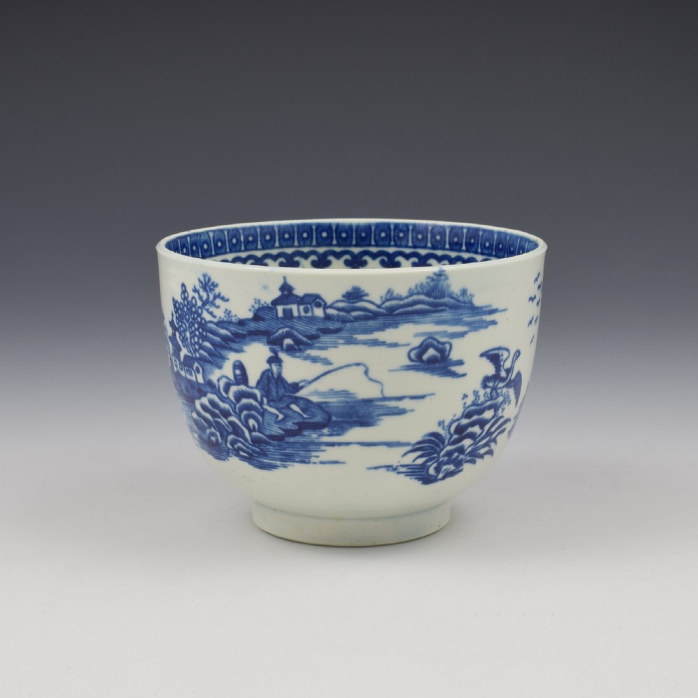 First Period Worcester Porcelain Fisherman & Cormorant Sugar Bowl c.1780 View IV