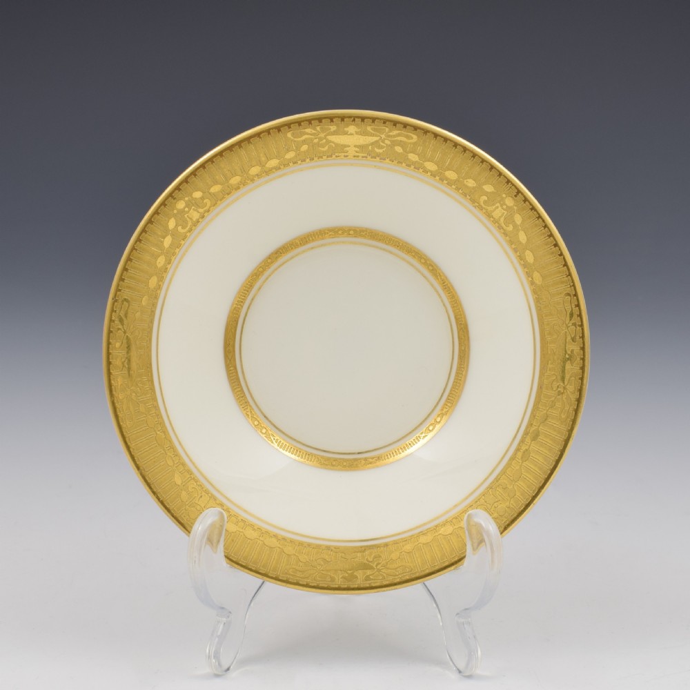 Royal Worcester Art Deco Porcelain Miniature Tooled Gilt Coffee Can & Saucer View II
