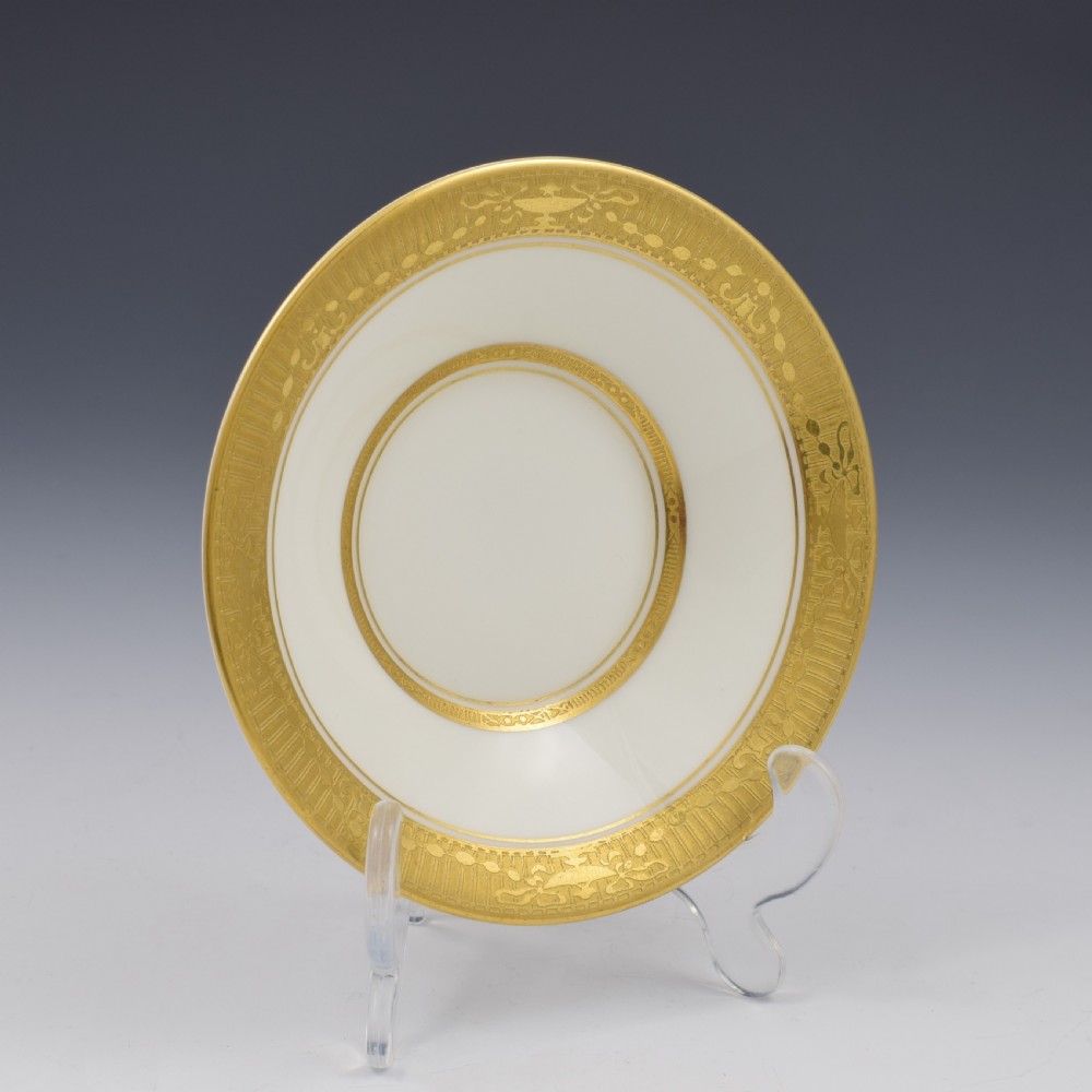 Royal Worcester Art Deco Porcelain Miniature Tooled Gilt Coffee Can & Saucer View III