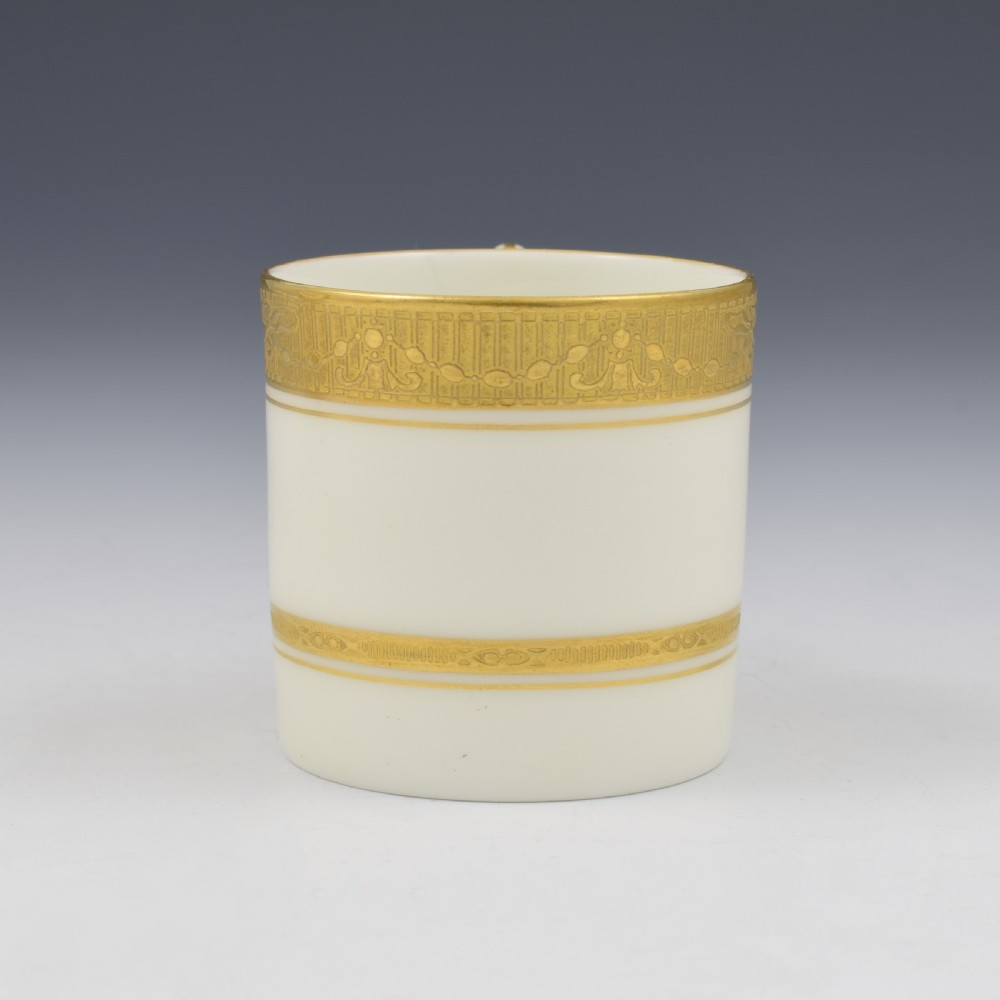 Royal Worcester Art Deco Porcelain Miniature Tooled Gilt Coffee Can & Saucer View VI