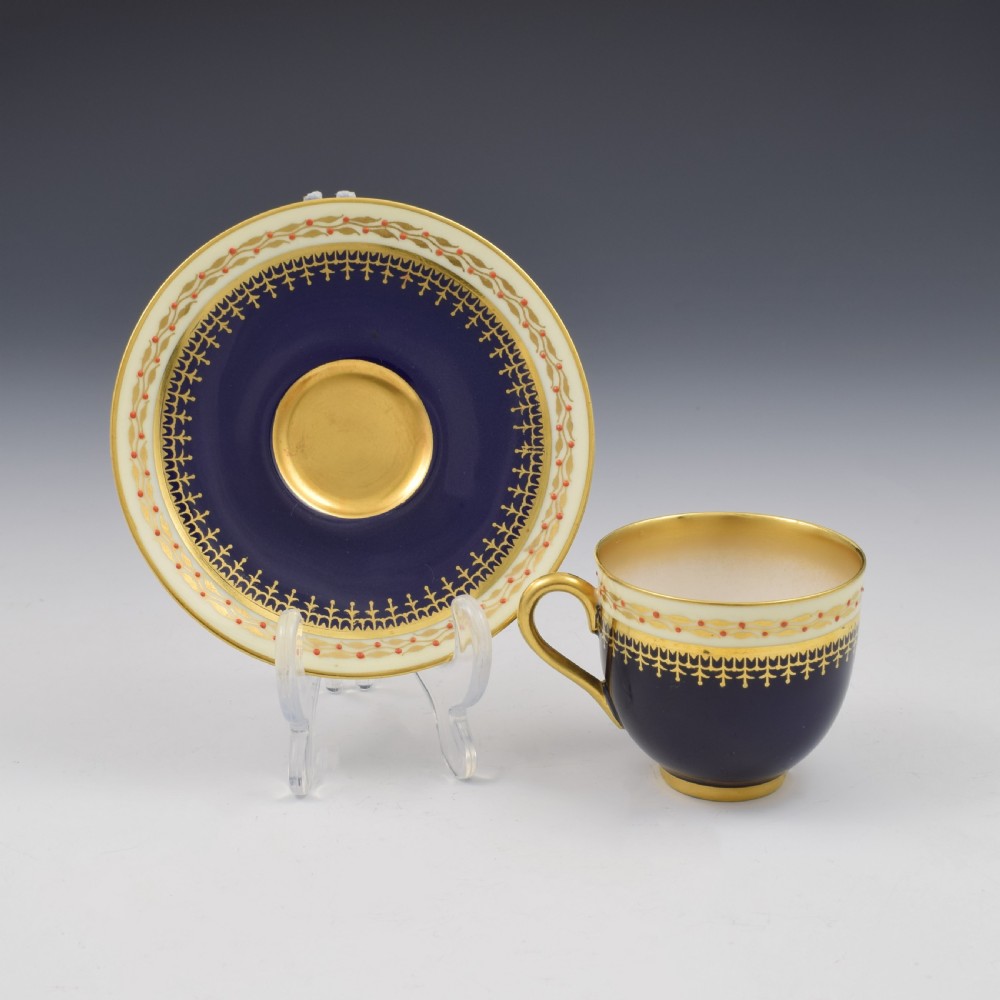 Royal Worcester Harrods Art Deco Miniature Jewelled Cup & Saucer